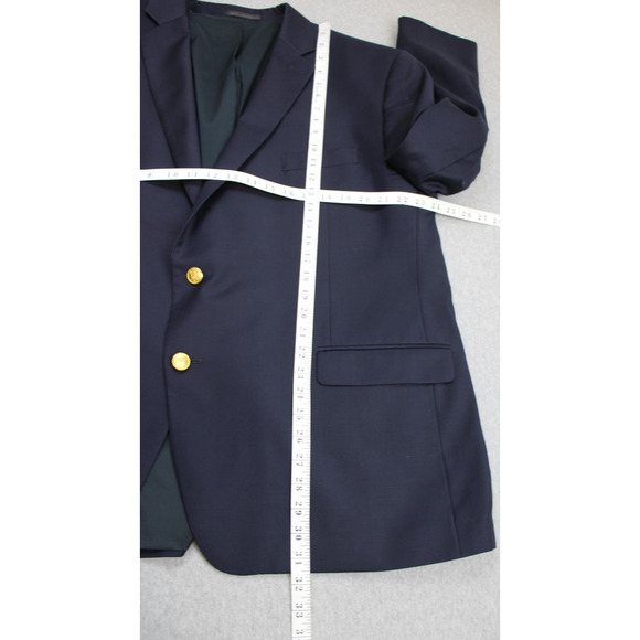 Lauren Ralph Lauren Blazer Mens 48R Navy Blue 100% Wool Gold Buttons - Picture 10 of 11